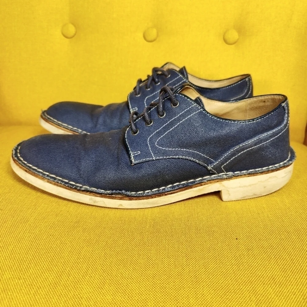 JOHN VARVATOS Men's Navy Blue Canvas Oxfords Lace Up Shoes Size 7M